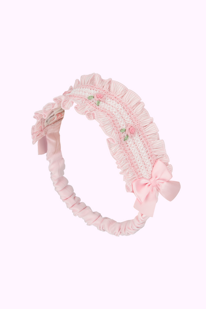 ローズ刺繍スモッキングヘアバンド（Baby）