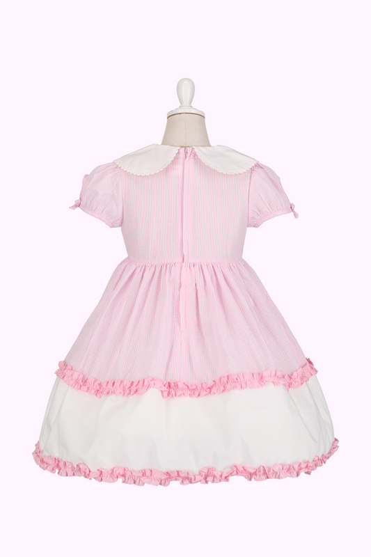 サッカーストライプお花アップリケワンピース（Toddler）