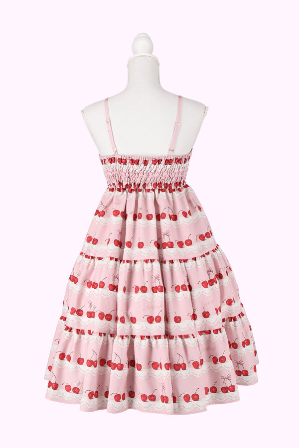 チェリースカラップレースプリントジャンパースカート（Ladies